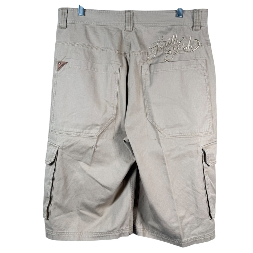 Southpole Cargo Shorts Mens 34 Tan Khaki Embroidered Logo Baggy Y2K Streetwear